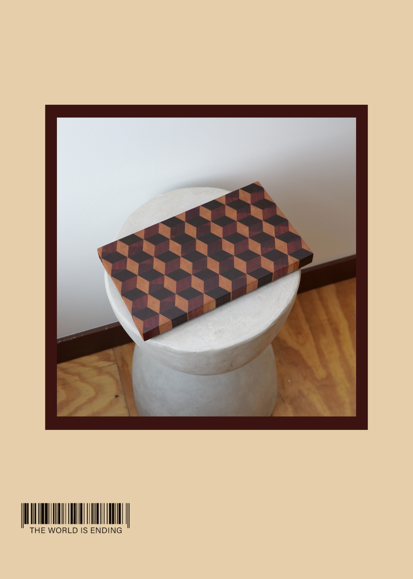 SAM APPLEBAUM RED CUBES CUTTING BOARD