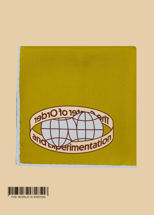 THE CENTER OF ORDER AND EXPERIMENTATION x THE TIE BAR THE INFINITY OFFICE OCHRE POCKET SQUARE