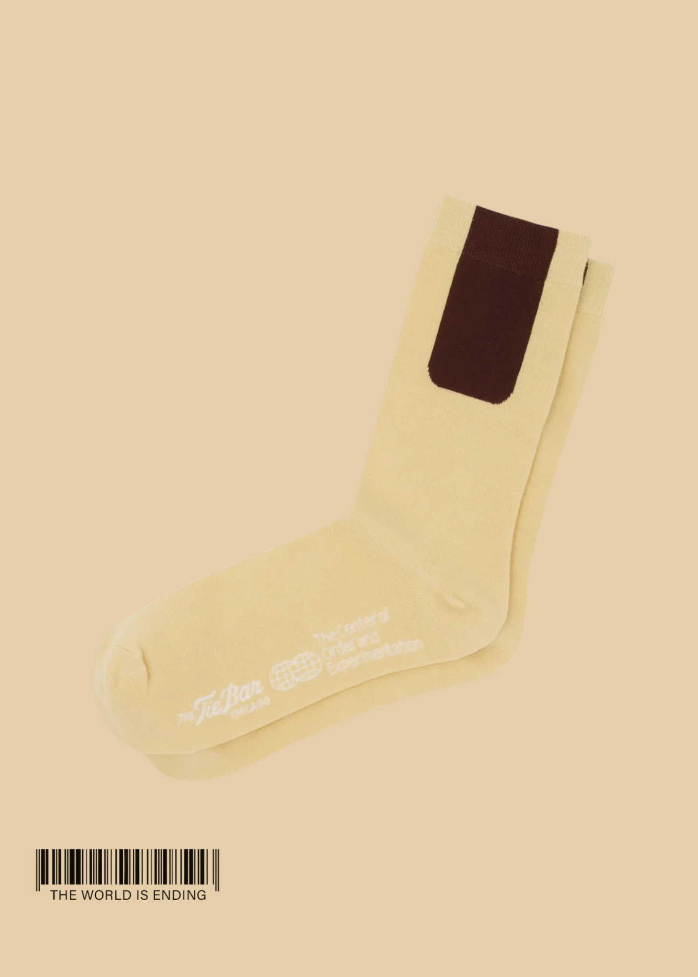 THE CENTER OF ORDER AND EXPERIMENTATION x THE TIE BAR THE INDEX CREAM SOCK