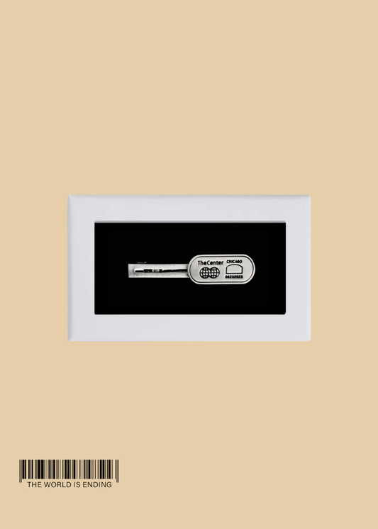 THE CENTER OF ORDER AND EXPERIMENTATION x THE TIE BAR THE INDICATOR BRUSHED SILVER TIE BAR