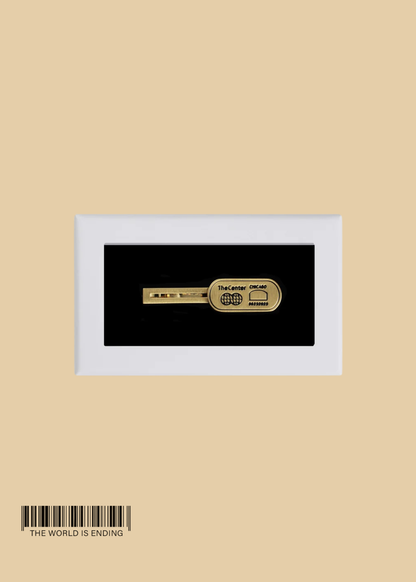 THE CENTER OF ORDER AND EXPERIMENTATION x THE TIE BAR THE INDICATOR BRUSHED GOLD TIE BAR