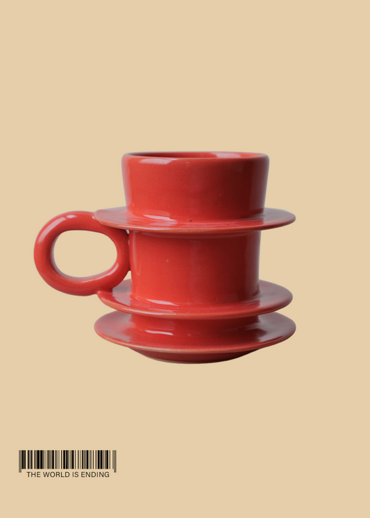 DARA SCHUMAN - RED ORANGE 3 FOLD MUG