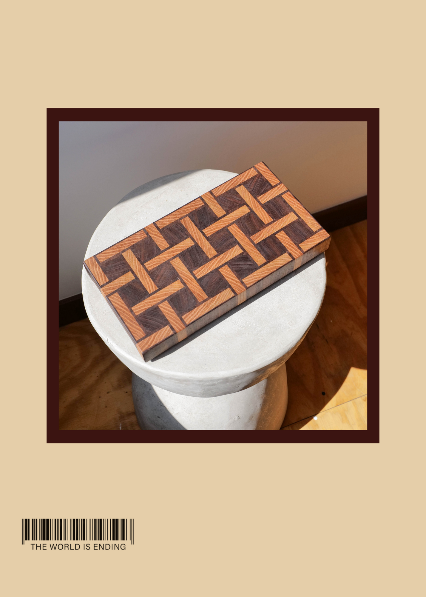 SAM APPLEBAUM BASKET WEAVE WITH WALNUT CUTTING BOARD